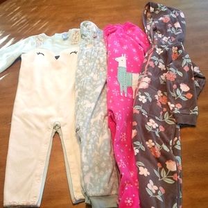 A Lot of 4 Toddler girl fleece onesie pajamas